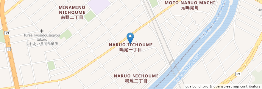Mapa de ubicacion de 名古屋鳴尾郵便局 en 일본, 아이치현, 나고야 시, 南区.