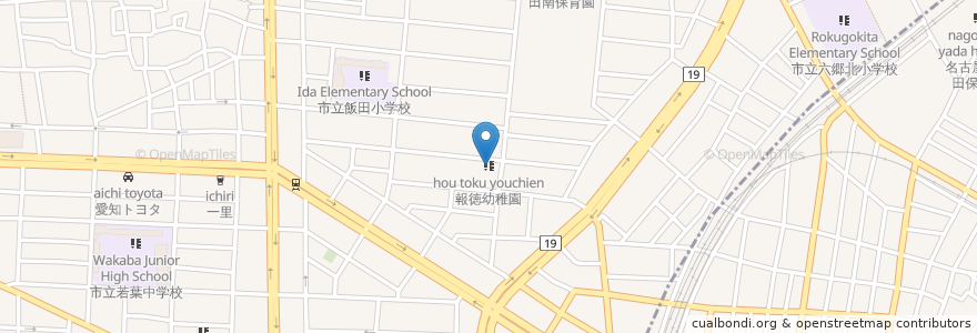 Mapa de ubicacion de 報徳幼稚園 en Japonya, 愛知県, 名古屋市.