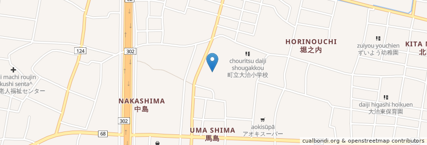 Mapa de ubicacion de 大治町役場 en Japão, 愛知県, 海部郡, 大治町.