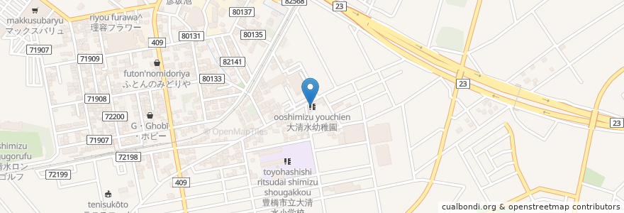 Mapa de ubicacion de 大清水幼稚園 en 일본, 아이치현, 豊橋市.
