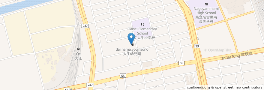 Mapa de ubicacion de 大生幼児園 en Япония, Айти, 名古屋市, 南区.