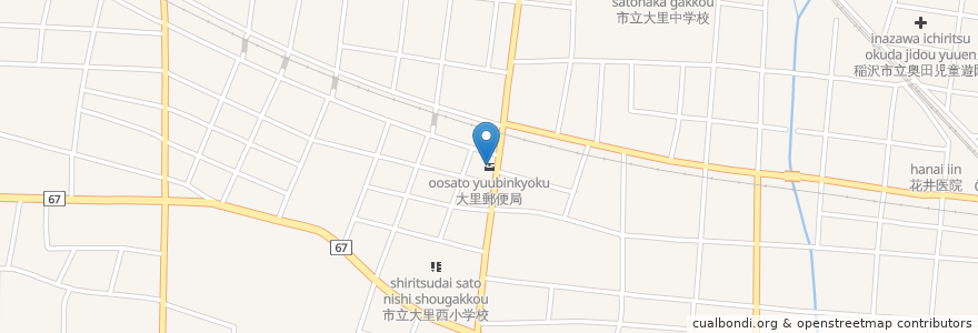 Mapa de ubicacion de 大里郵便局 en Japonya, 愛知県, 稲沢市.