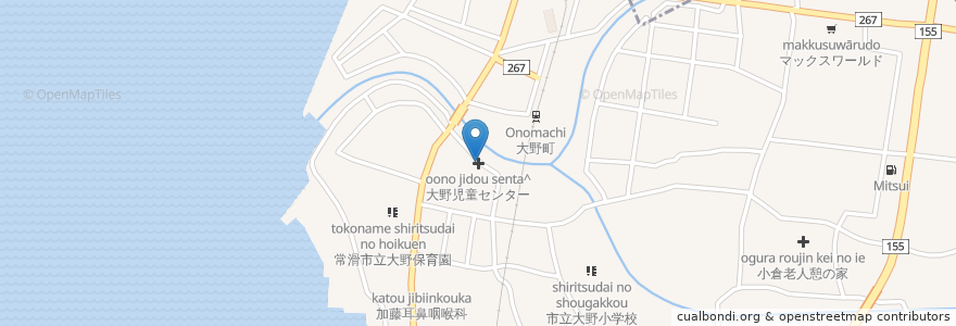 Mapa de ubicacion de 大野児童センター en Japão, 愛知県, 常滑市.