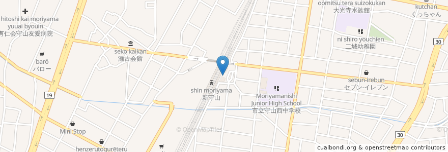 Mapa de ubicacion de 守山警察署新守山駅前交番 en Japan, Aichi Prefecture, Nagoya, Moriyama Ward.