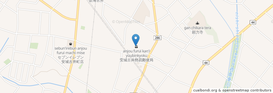 Mapa de ubicacion de 安城古井簡易郵便局 en 日本, 爱知县, 安城市.
