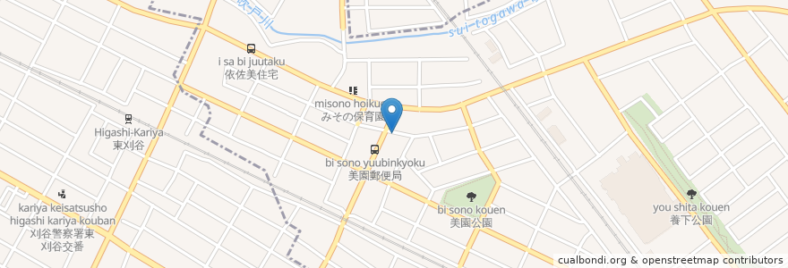 Mapa de ubicacion de 安城美園郵便局 en 日本, 愛知県, 安城市.