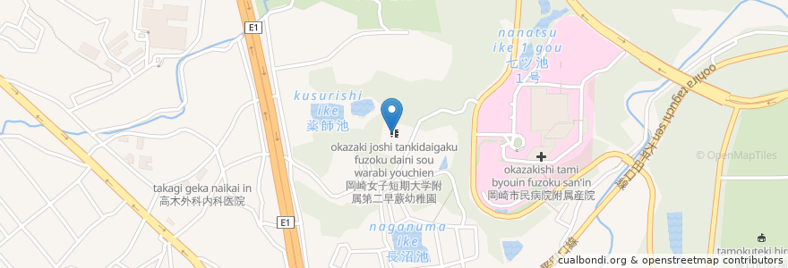 Mapa de ubicacion de 岡崎女子短期大学附属第二早蕨幼稚園 en Japão, 愛知県, 岡崎市.