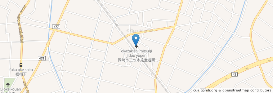 Mapa de ubicacion de 岡崎市三ツ木児童遊園 en Japonya, 愛知県, 岡崎市.