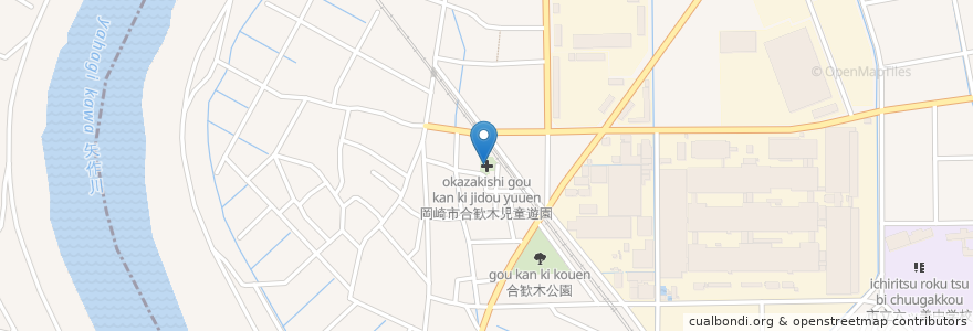 Mapa de ubicacion de 岡崎市合歓木児童遊園 en Japan, 愛知県, 岡崎市.
