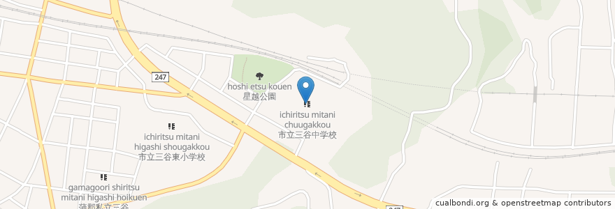Mapa de ubicacion de 市立三谷中学校 en Япония, Айти, Гамагори.