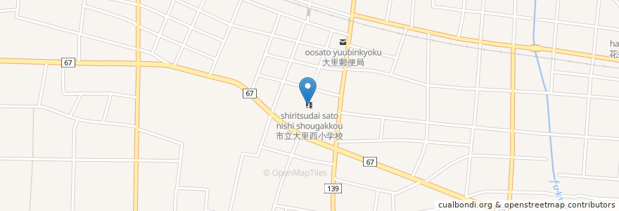 Mapa de ubicacion de 市立大里西小学校 en Japão, 愛知県, 稲沢市.
