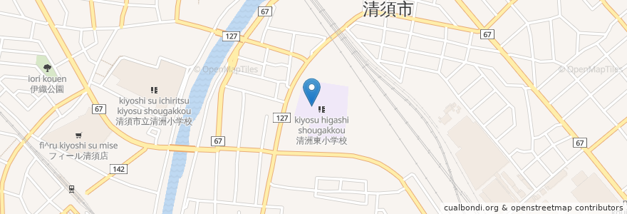 Mapa de ubicacion de 市立東小学校 en 日本, 愛知県, 清須市.