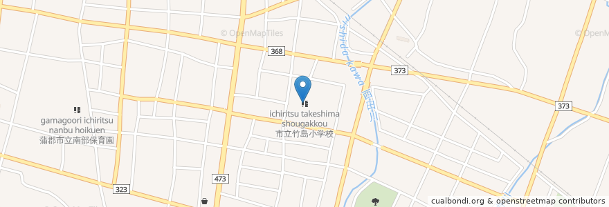 Mapa de ubicacion de 市立竹島小学校 en 日本, 愛知県, 蒲郡市.