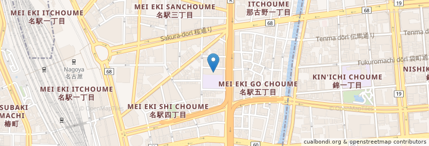 Mapa de ubicacion de 市立笹島小学校・中学校 en Japon, Préfecture D'Aichi, 名古屋市, 中村区.