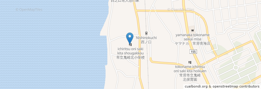 Mapa de ubicacion de 市立鬼崎北小学校 en ژاپن, 愛知県, 常滑市.