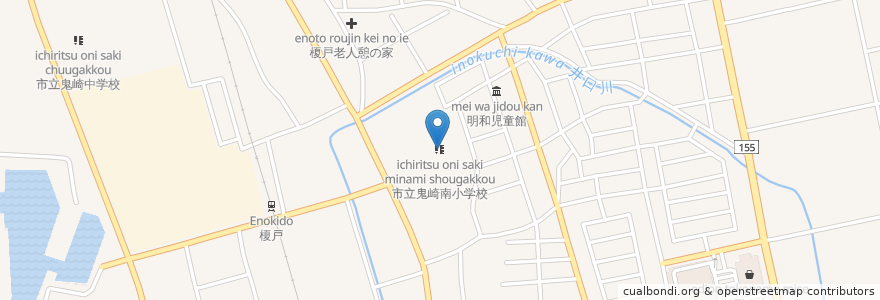 Mapa de ubicacion de 市立鬼崎南小学校 en 日本, 愛知県, 常滑市.