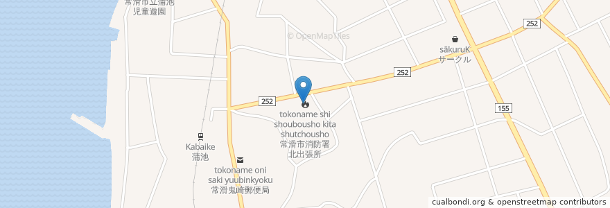 Mapa de ubicacion de 常滑市消防署北出張所 en Japan, Aichi Prefecture, Tokoname.