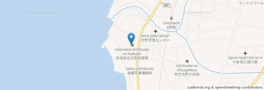 Mapa de ubicacion de 常滑市立大野保育園 en 일본, 아이치현, 도코나메시.