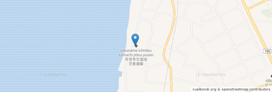 Mapa de ubicacion de 常滑市立蒲池児童遊園 en Japão, 愛知県, 常滑市.