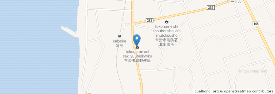 Mapa de ubicacion de 常滑鬼崎郵便局 en Japan, Präfektur Aichi, 常滑市.