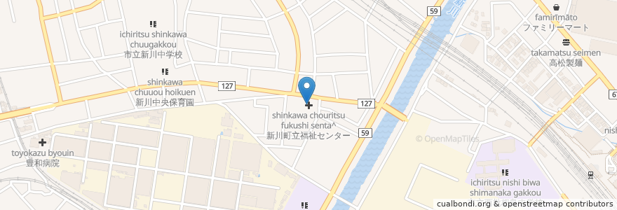Mapa de ubicacion de 新川町立福祉センター en Jepun, 愛知県, 清須市.