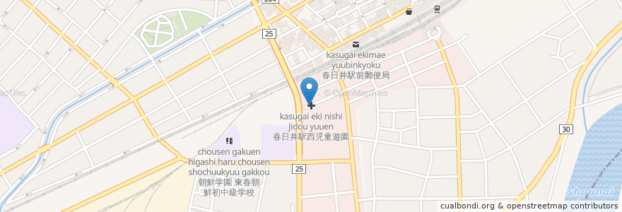 Mapa de ubicacion de 春日井駅西児童遊園 en 日本, 愛知県, 春日井市.
