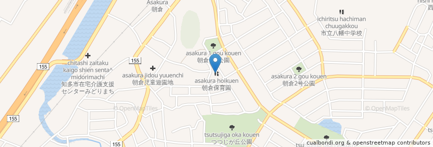 Mapa de ubicacion de 朝倉保育園 en 日本, 愛知県, 知多市.