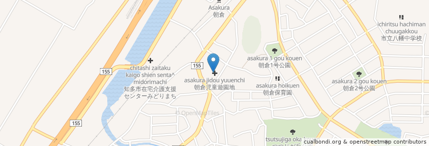 Mapa de ubicacion de 朝倉児童遊園地 en 日本, 愛知県, 知多市.