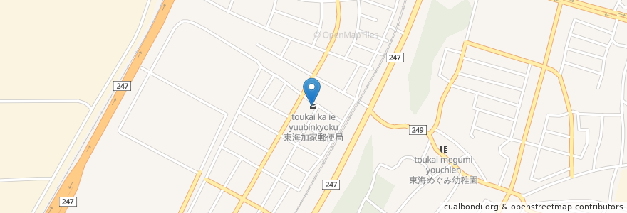 Mapa de ubicacion de 東海加家郵便局 en Japan, 愛知県, 東海市.