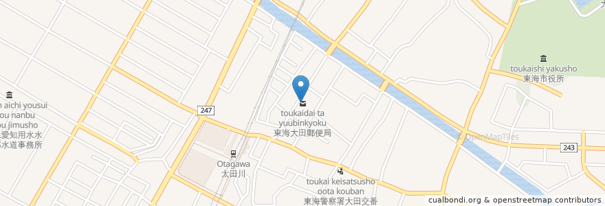 Mapa de ubicacion de 東海大田郵便局 en اليابان, 愛知県, 東海市.