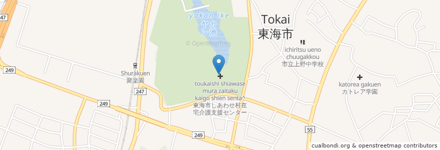 Mapa de ubicacion de 東海市しあわせ村在宅介護支援センター en اليابان, 愛知県, 東海市.