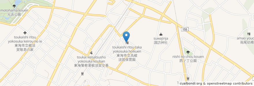 Mapa de ubicacion de 東海市立高横須賀保育園 en Japan, 愛知県, 東海市.