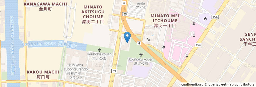 Mapa de ubicacion de 港区役所 en Japón, Prefectura De Aichi, Nagoya, 港区.