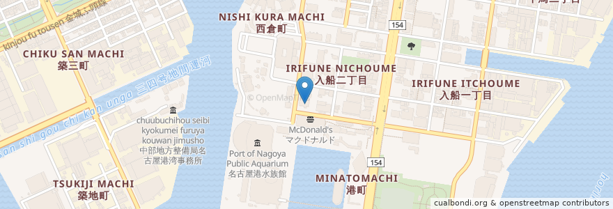 Mapa de ubicacion de 港警察署 en 日本, 愛知県, 名古屋市, 港区.