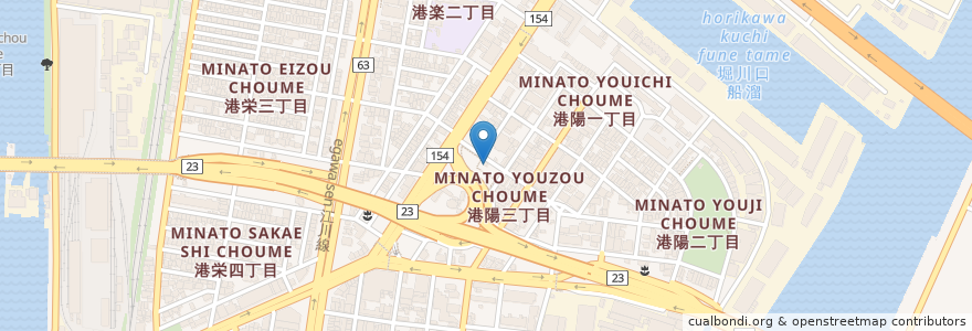 Mapa de ubicacion de 港警察署築地交番 en Japon, Préfecture D'Aichi, 名古屋市, 港区.