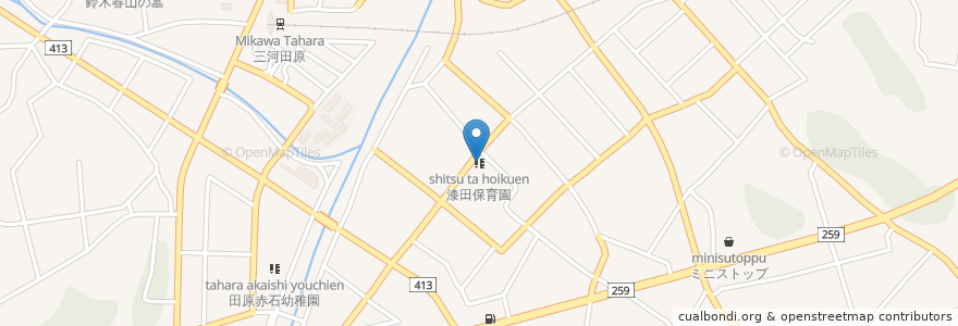 Mapa de ubicacion de 漆田保育園 en Japão, 愛知県, 田原市.