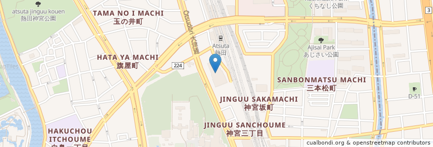 Mapa de ubicacion de 熱田区在宅介護支援センター en اليابان, 愛知県, 名古屋市, 熱田区.