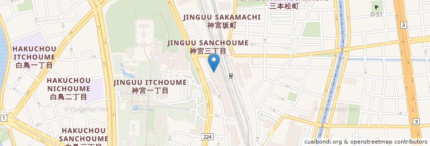 Mapa de ubicacion de 熱田警察署神宮前交番 en Japonya, 愛知県, 名古屋市, 熱田区.