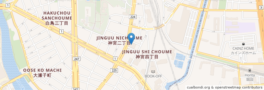 Mapa de ubicacion de 熱田郵便局 en Japón, Prefectura De Aichi, Nagoya, 熱田区.