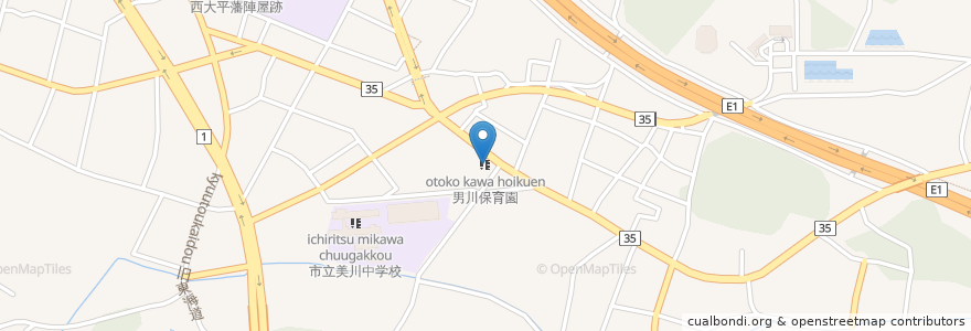 Mapa de ubicacion de 男川保育園 en Japonya, 愛知県, 岡崎市.