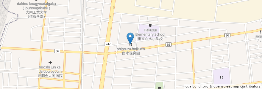 Mapa de ubicacion de 白水保育園 en Jepun, 愛知県, 名古屋市, 南区.