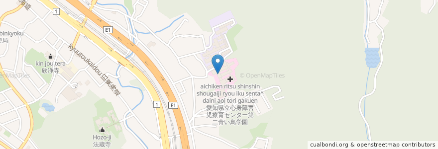 Mapa de ubicacion de 県立心身障害児療育センター第二青い鳥学園 en 日本, 愛知県, 岡崎市.