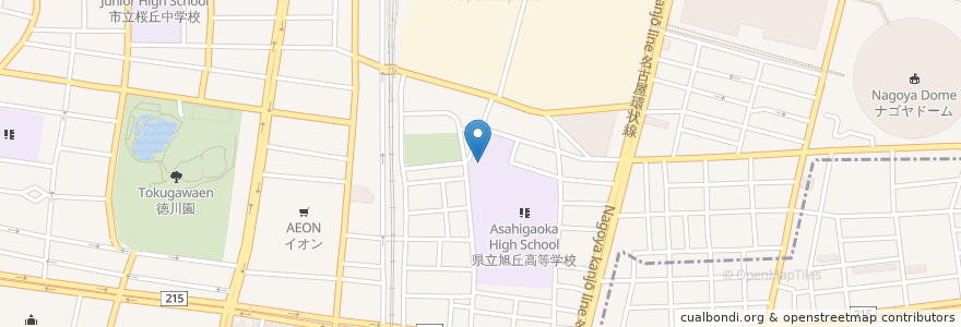 Mapa de ubicacion de 県立旭陵高等学校 en Japão, 愛知県, Nagoia, 東区.