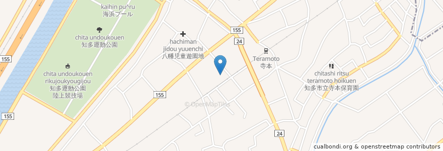Mapa de ubicacion de 知多八幡郵便局 en 日本, 愛知県, 知多市.