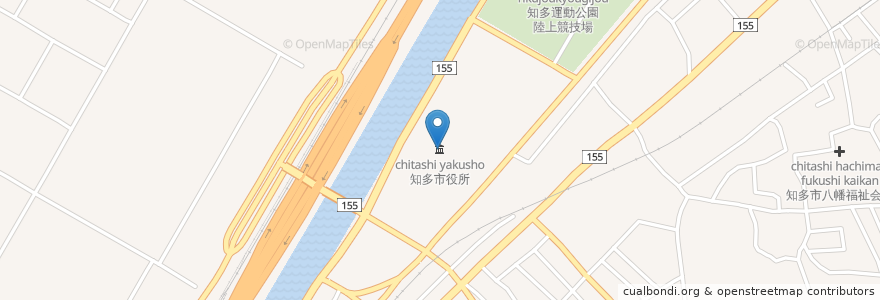 Mapa de ubicacion de 知多市役所 en Japão, 愛知県, 知多市.