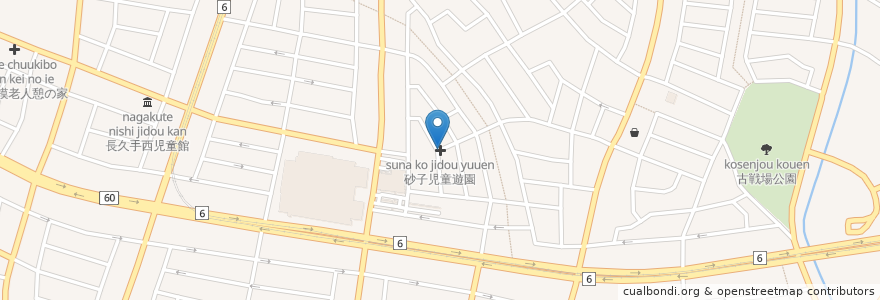 Mapa de ubicacion de 砂子児童遊園 en 日本, 愛知県, 長久手市.