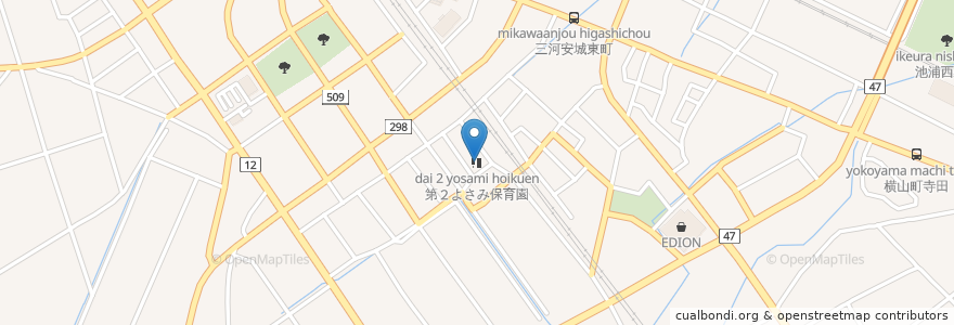Mapa de ubicacion de 第２よさみ保育園 en 日本, 愛知県, 安城市.