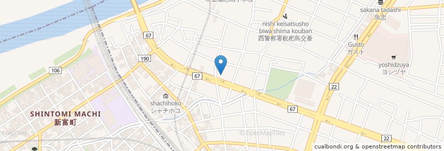 Mapa de ubicacion de 米田病院 en Japonya, 愛知県, 名古屋市, 西区.