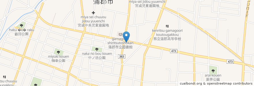 Mapa de ubicacion de 蒲郡本町郵便局 en 日本, 愛知県, 蒲郡市.