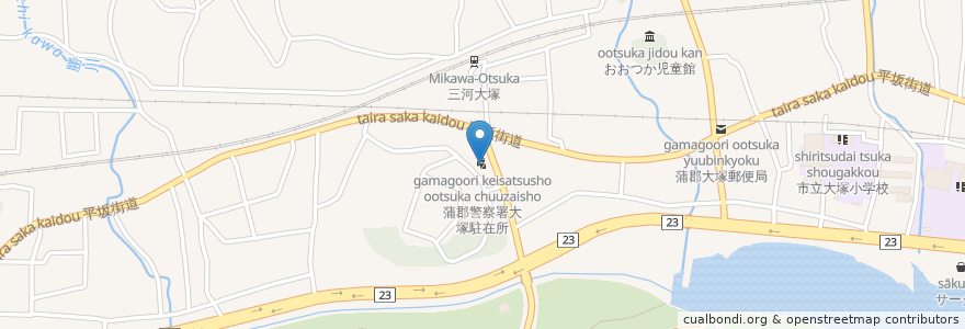 Mapa de ubicacion de 蒲郡警察署大塚駐在所 en 日本, 愛知県, 蒲郡市.